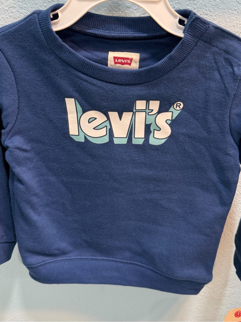 Levi's Navy Blue Sweatshirt with White & Light Teal Logo